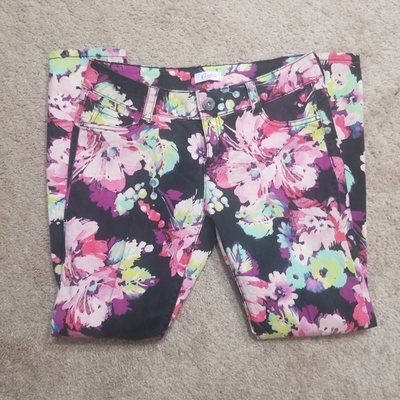 CANDIE’S Floral Print Skinny Stretch Denim Jeans - Picture 8 of 8